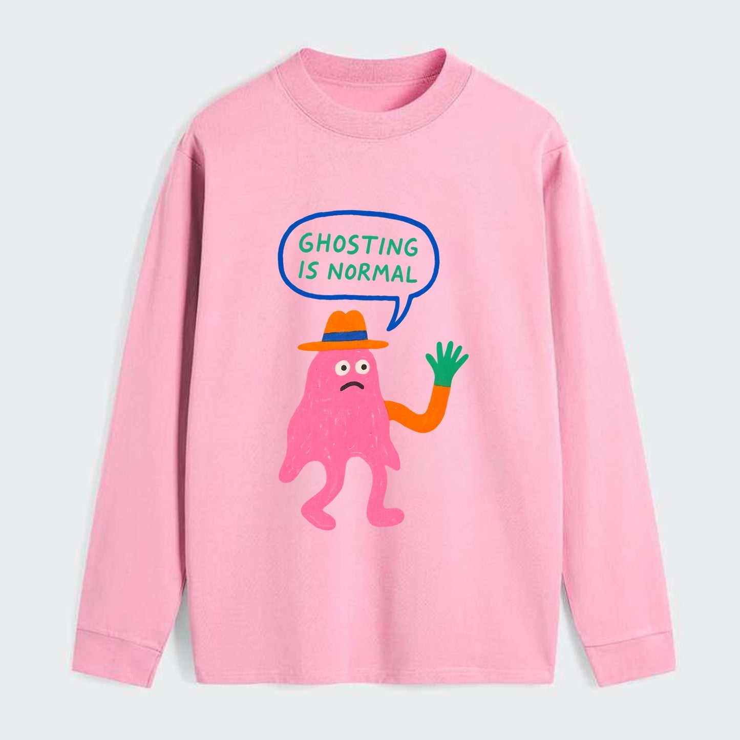 GHOSTING IS NORMAL | Transparent ghost texting - Classic Long Sleeve Shirt - Pink