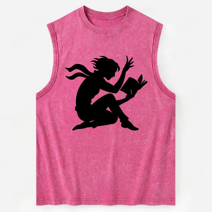 Reader lost in book moment - Vintage Washed Tank - Pink