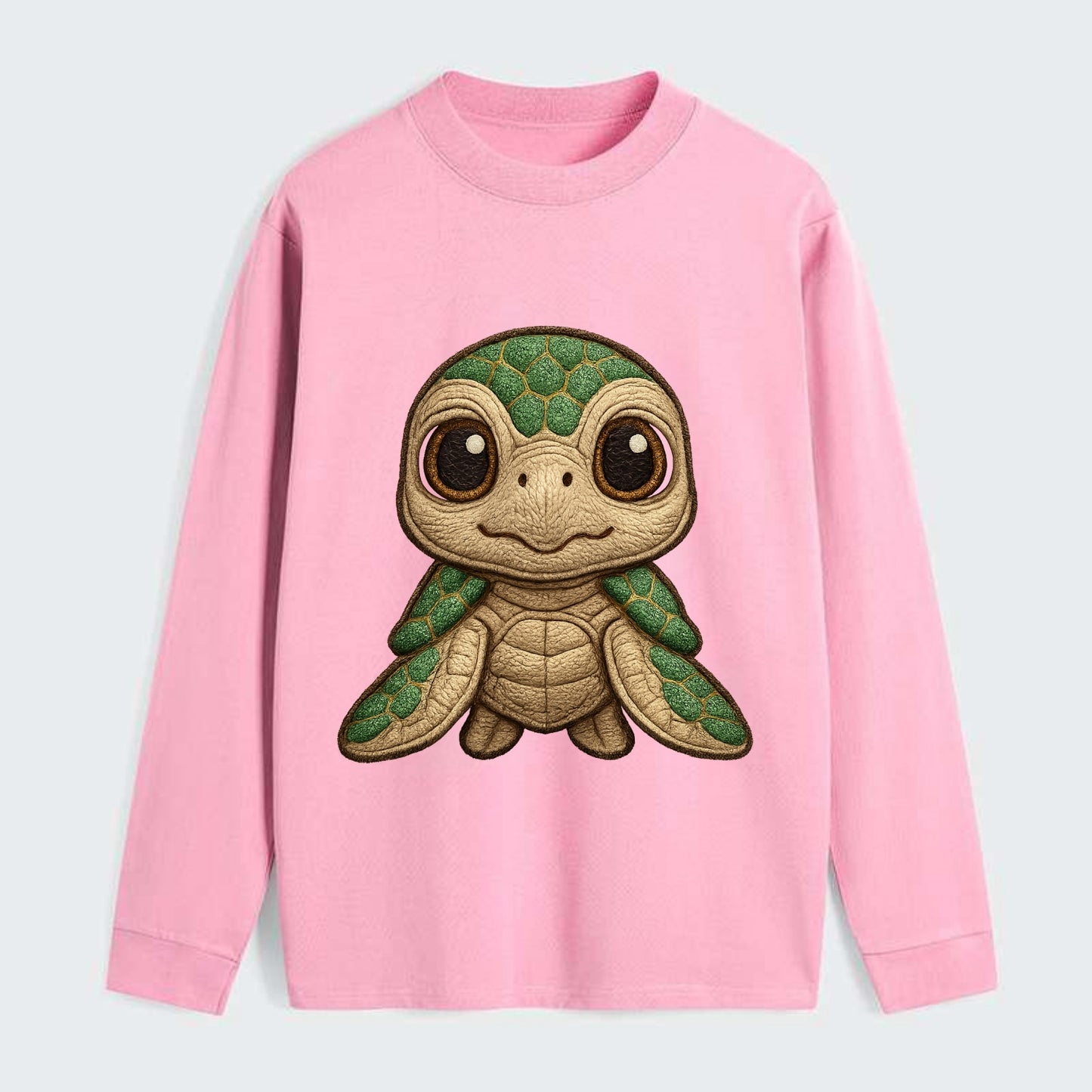 Baby Green Sea Turtle - emerald shell, large innocent brown eyes, tiny - Classic Long Sleeve Shirt - Pink