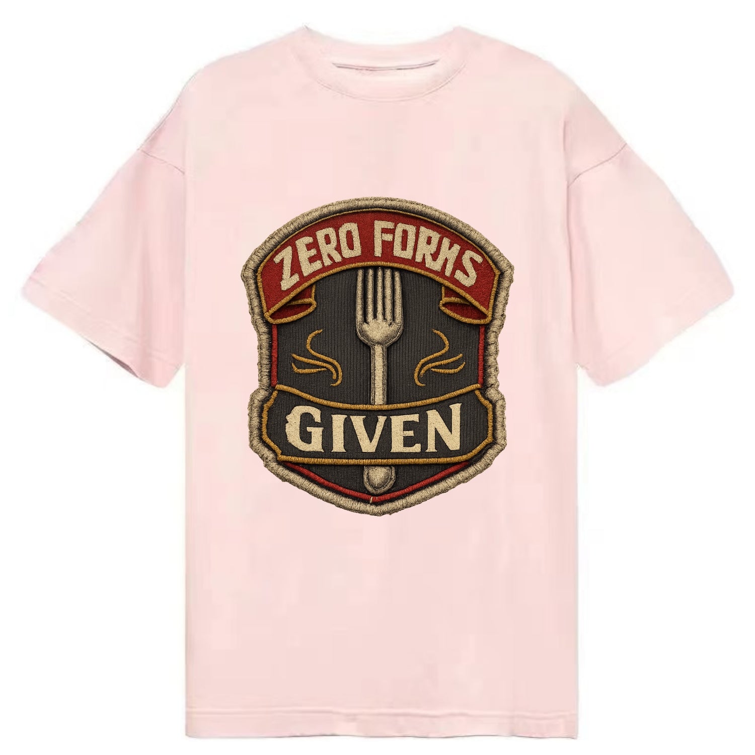 ZERO FORKS GIVEN - fork with text in silver , no cares attitude - Classic T-shirt - Pink