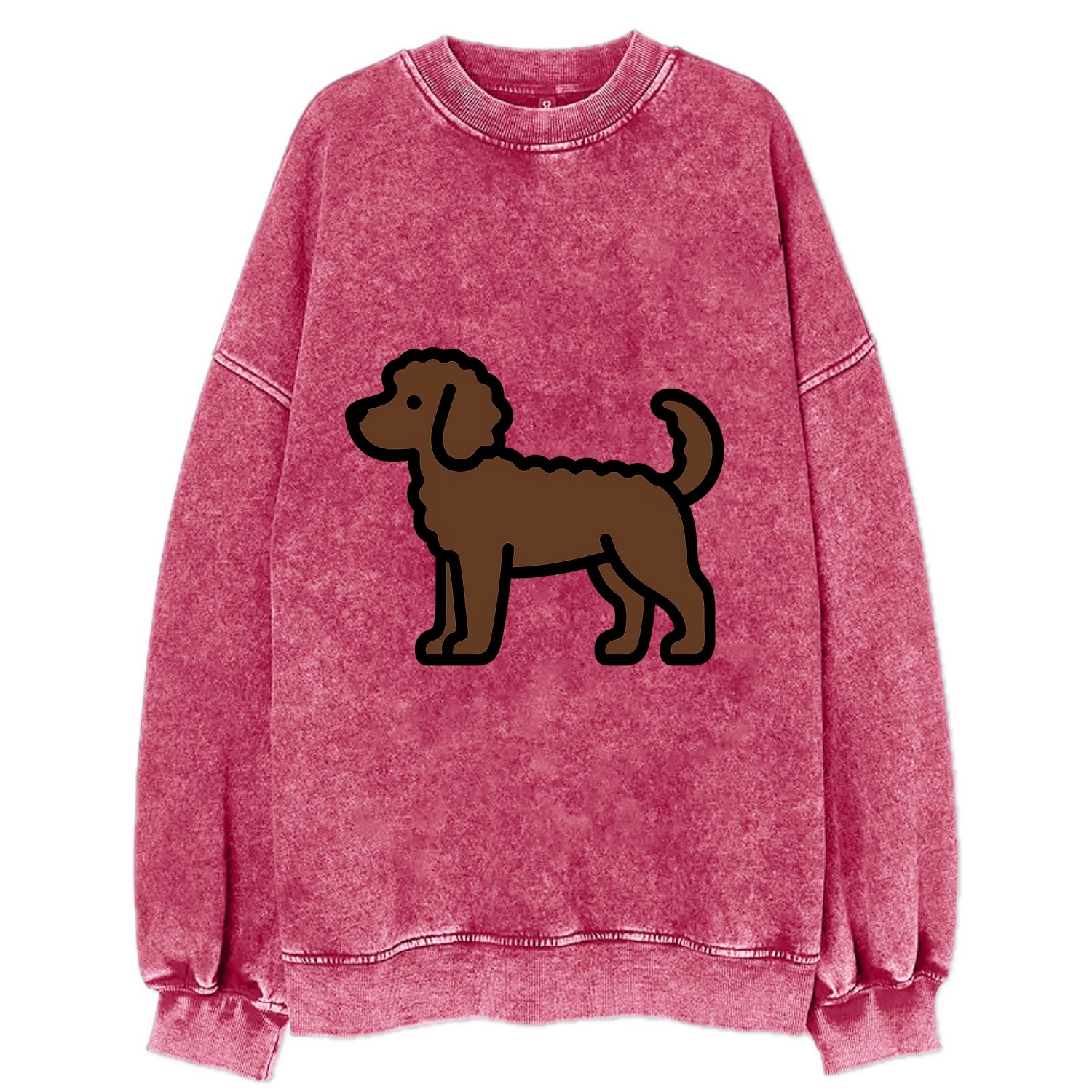 Labradoodle - Chocolate curly flat side profile - Vintage Sweatshirt - Pink