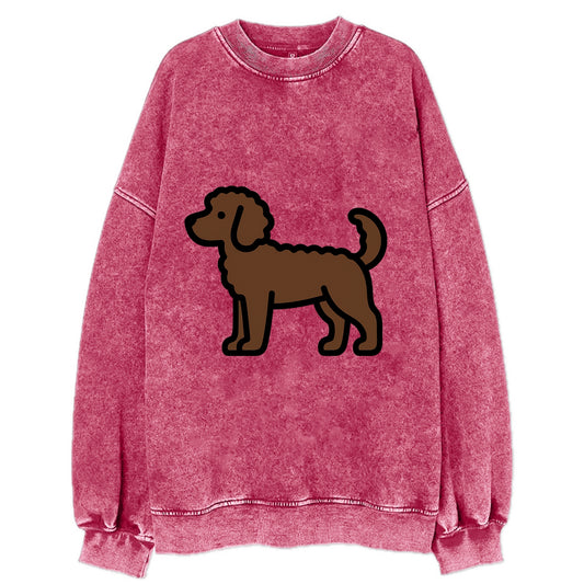 Labradoodle - Chocolate curly flat side profile - Vintage Sweatshirt - Pink