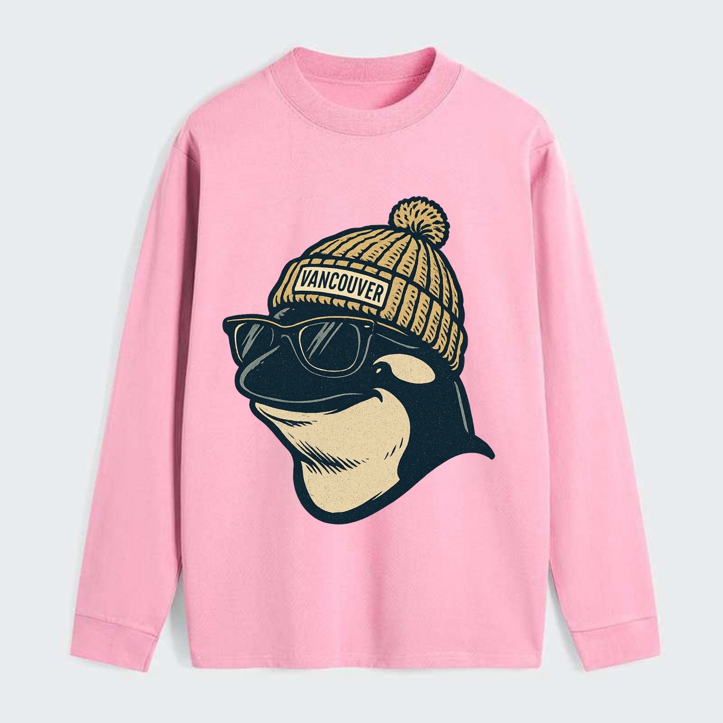 Vancouver Orca wearing Vancouver beanie - Classic Long Sleeve Shirt - Pink