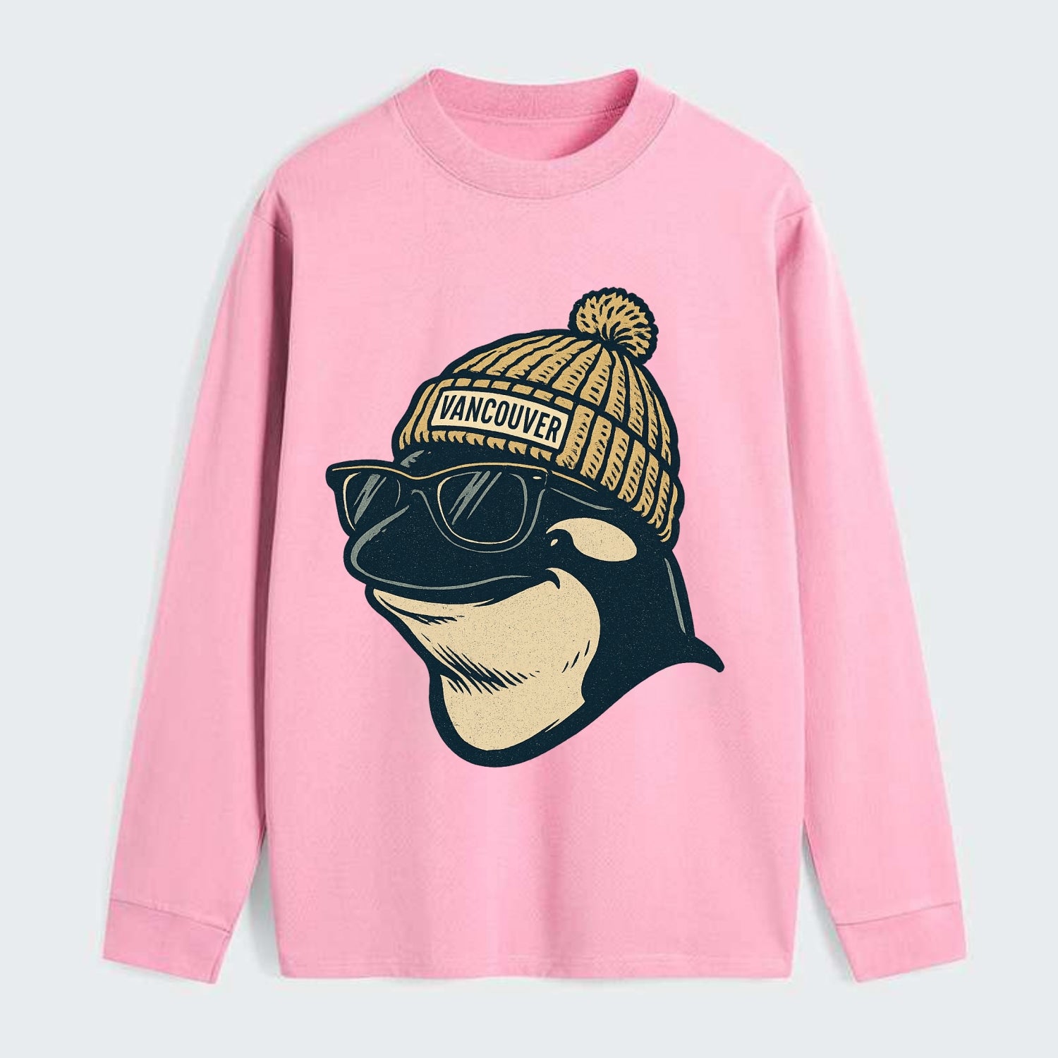 Vancouver Orca wearing Vancouver beanie - Classic Long Sleeve Shirt - Pink
