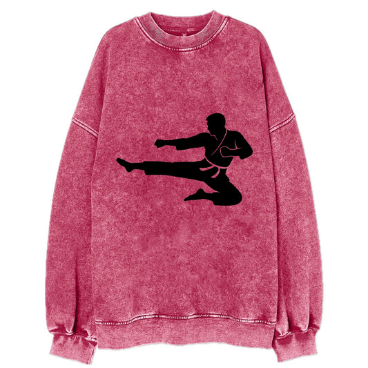 Martial artist flying kick - Vintage Sweatshirt - Pink
