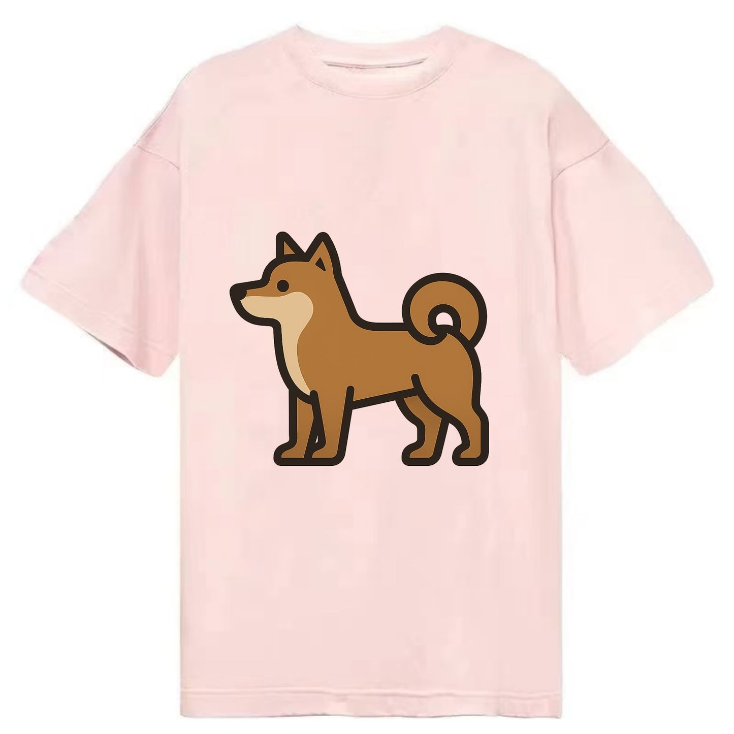 Shiba Inu - Red sesame flat side profile - Classic T-shirt - Pink