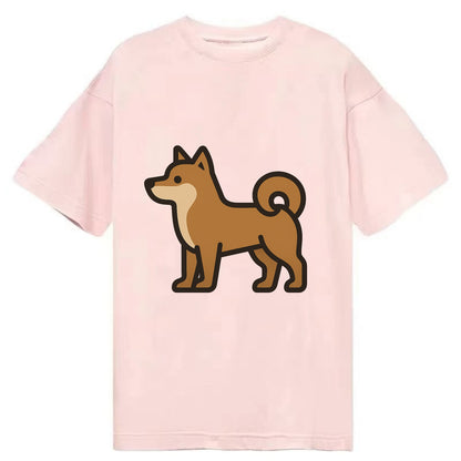 Shiba Inu - Red sesame flat side profile - Classic T-shirt - Pink