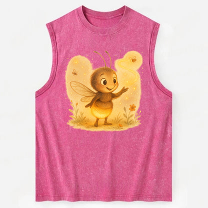 Firefly choreographer arranging synchronized light patterns over a meadow - Vintage Washed Tank - Pink