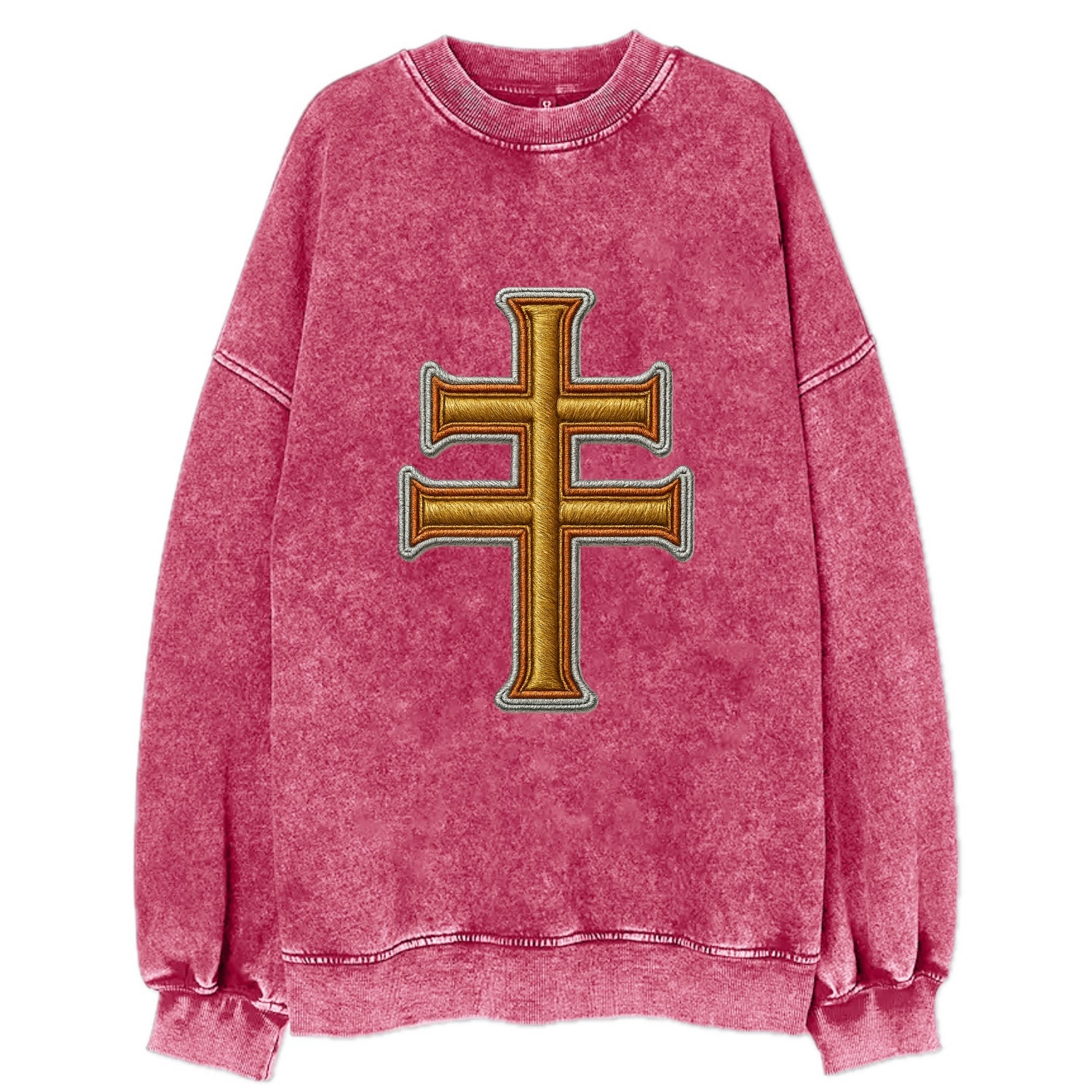 Patriarchal Cross - Vintage Sweatshirt - Pink