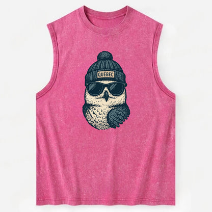 Quebec City Snowy Owl wearing Quebec bea - Vintage Washed Tank - Pink