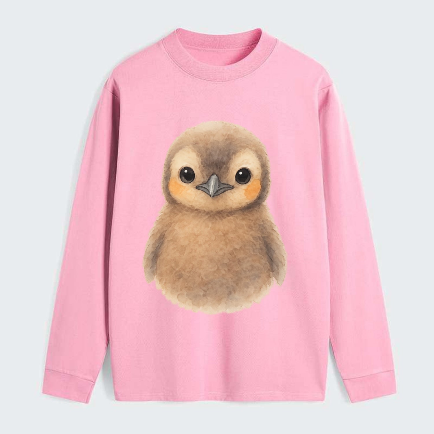Baby King Penguin - orange cheek patches, fluffy brown, large eyes, - Classic Long Sleeve Shirt - Pink