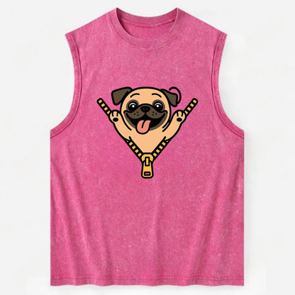 Pug - Vintage Washed Tank - Pink