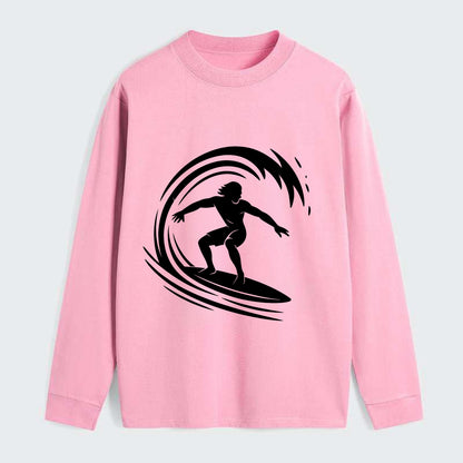 Hawaiian surfer riding big wave - Classic Long Sleeve Shirt - Pink