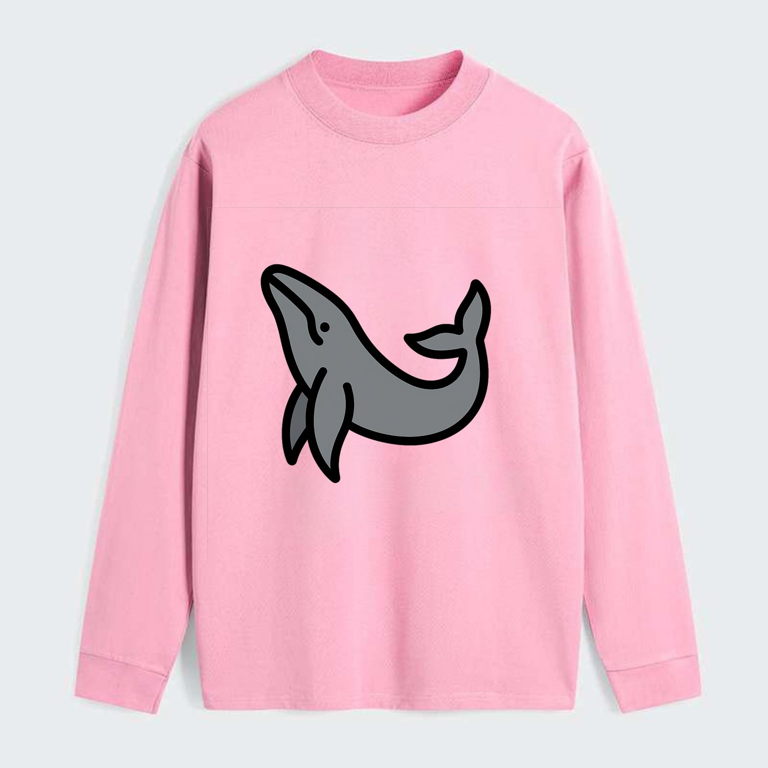 Humpback Whale - Gray breaching pose flat side profile - Classic Long Sleeve Shirt - Pink