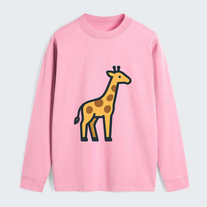 Giraffe - Yellow with brown patches flat side profile - Classic Long Sleeve Shirt - Pink