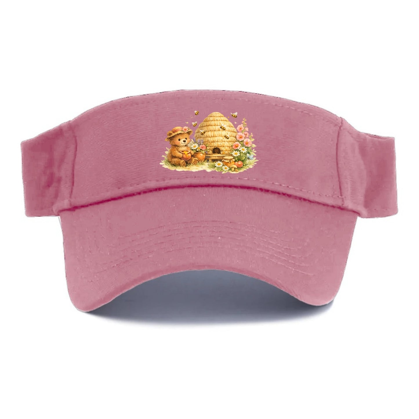 SKEP HIVE | Traditional straw beehive | Cottage garden setting | Buzzing activity | Rural - Visor - Pink