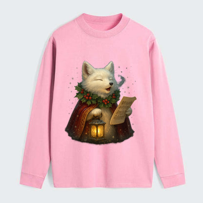 Snowbound Arctic Fox Caroler  - Classic Long Sleeve Shirt - Pink