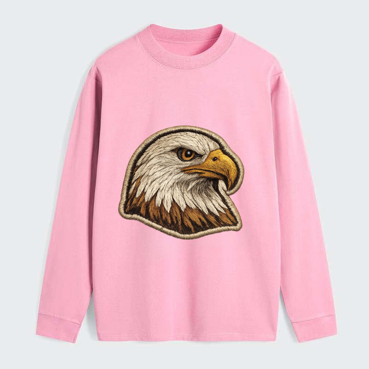 EAGLE HEAD PROFILE - majestic bald eagle in brown, white and gold , - Classic Long Sleeve Shirt - Pink