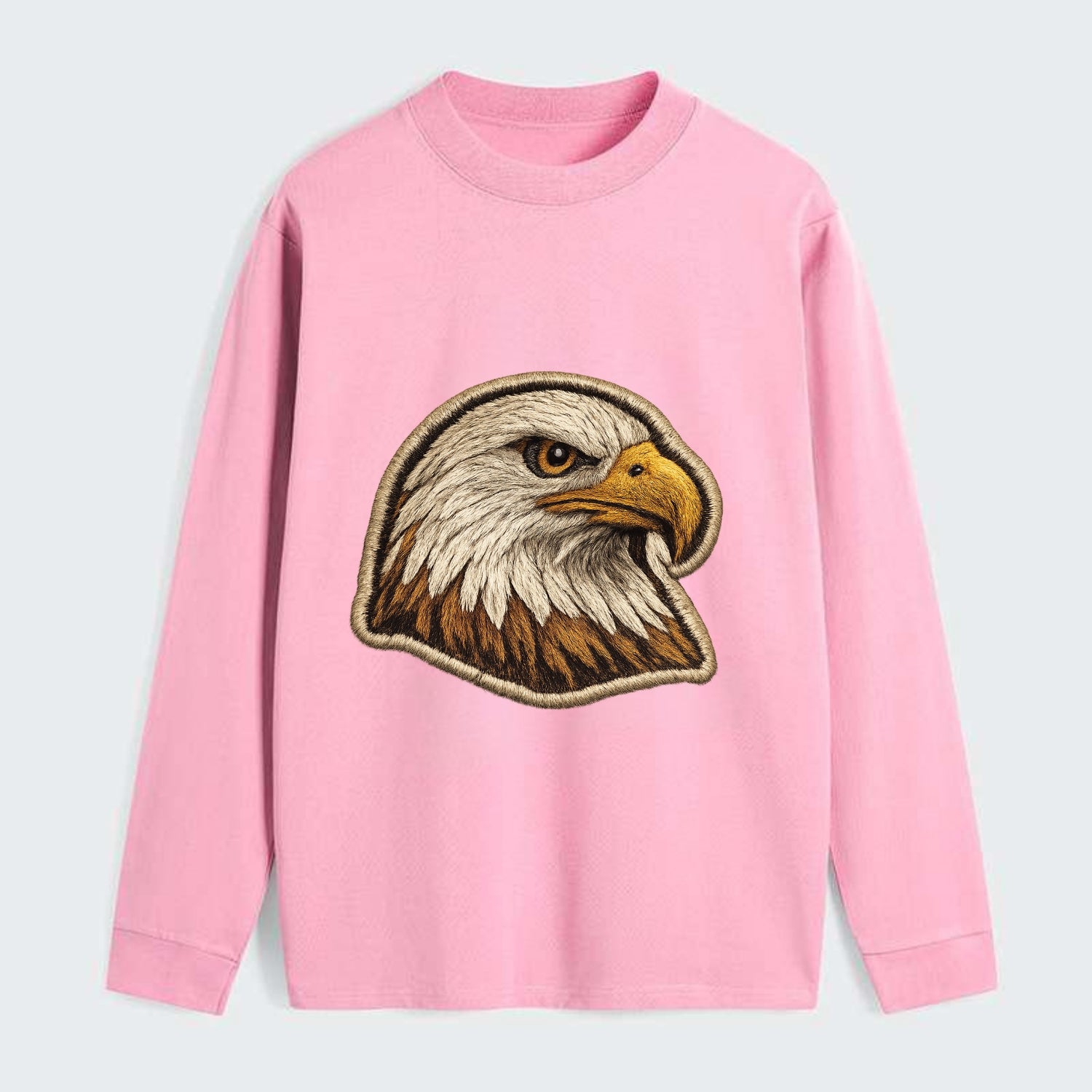 EAGLE HEAD PROFILE - majestic bald eagle in brown, white and gold , - Classic Long Sleeve Shirt - Pink