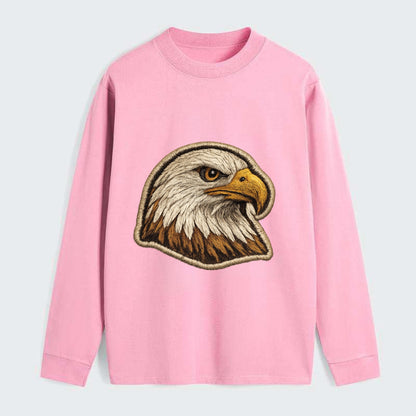 EAGLE HEAD PROFILE - majestic bald eagle in brown, white and gold , - Classic Long Sleeve Shirt - Pink