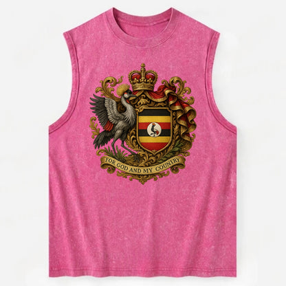 Uganda Crested Crane Emblem  - Vintage Washed Tank - Pink