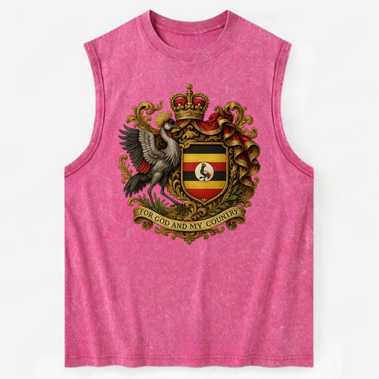 Uganda Crested Crane Emblem  - Vintage Washed Tank - Pink