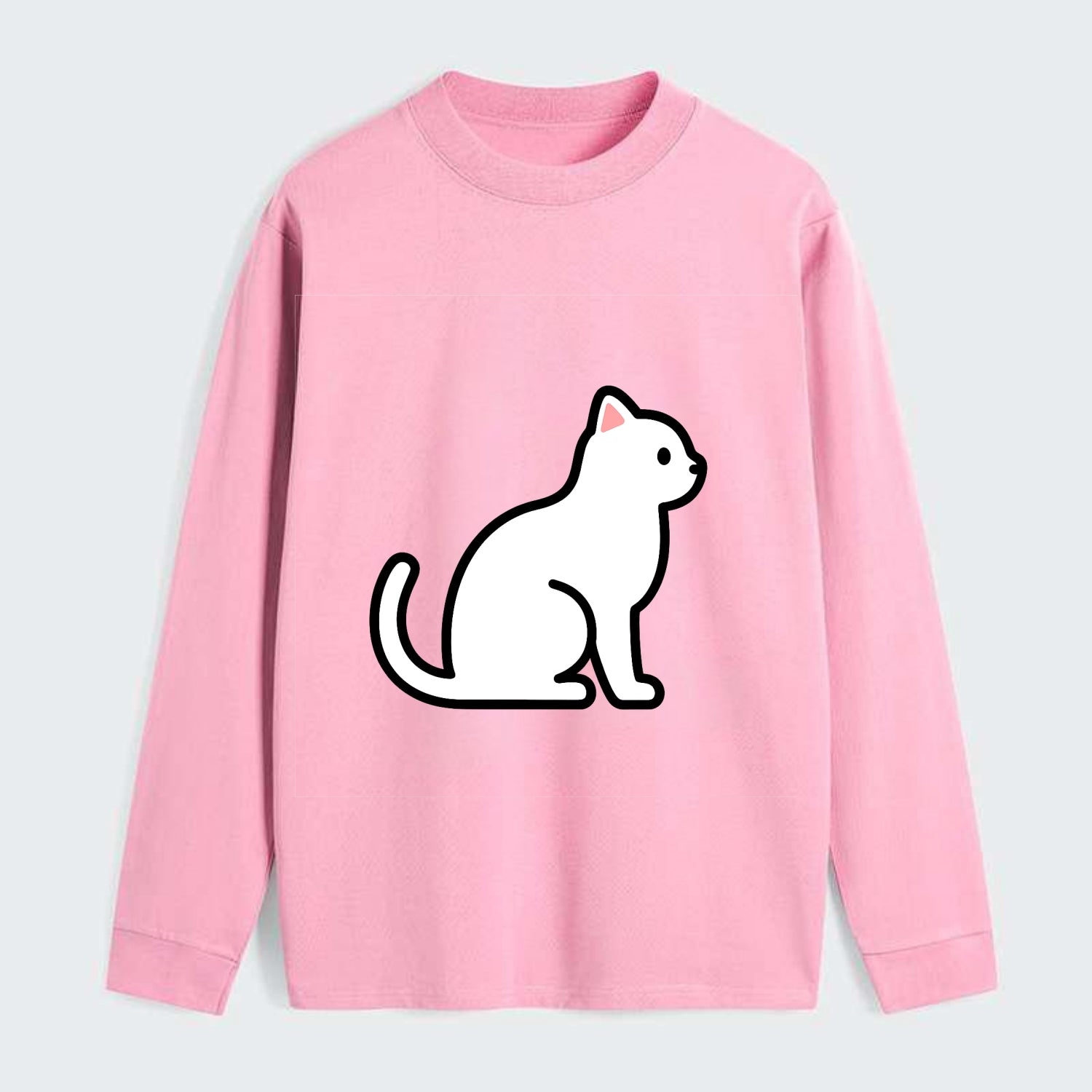 Domestic Shorthair - White classic flat side profile - Classic Long Sleeve Shirt - Pink