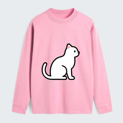 Domestic Shorthair - White classic flat side profile - Classic Long Sleeve Shirt - Pink