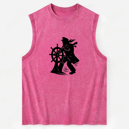Sailor with ship wheel - Vintage Washed Tank - Pink