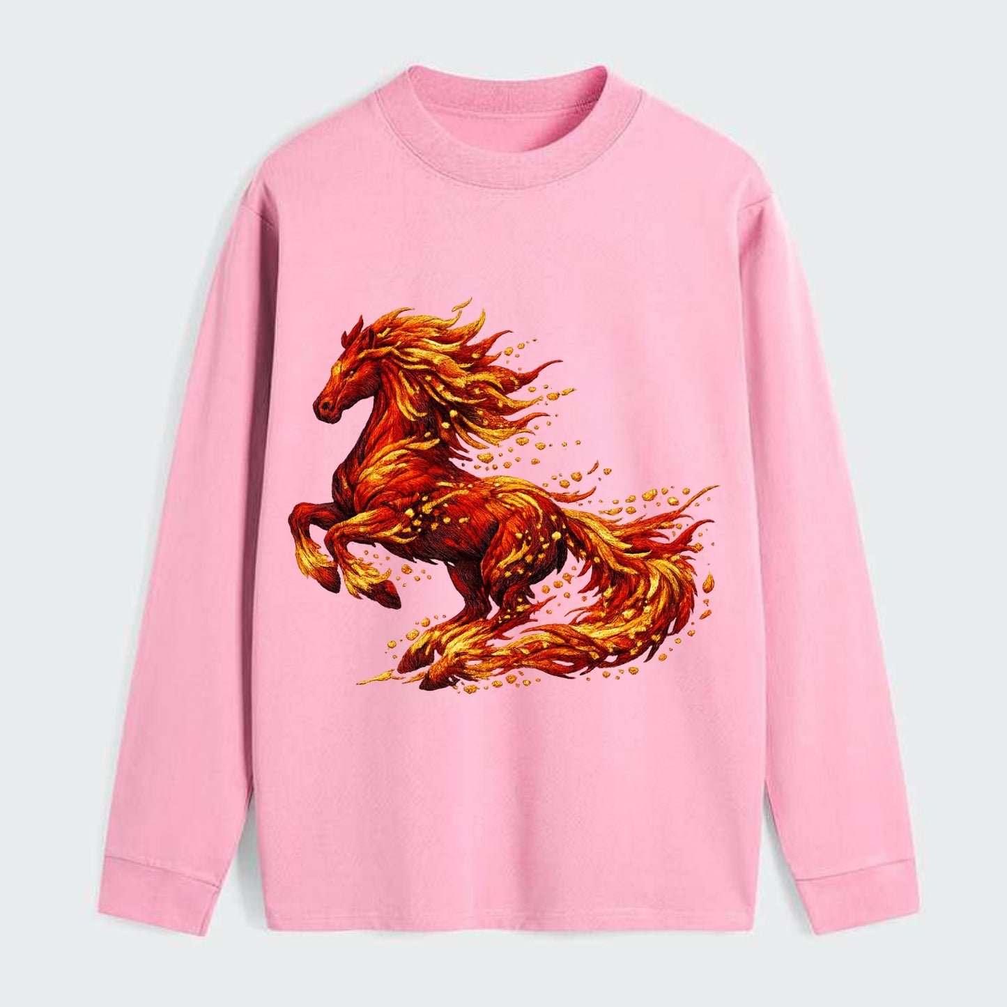 EMBER RISING | Sparks forming into horse shape | Particles of fire | - Classic Long Sleeve Shirt - Pink