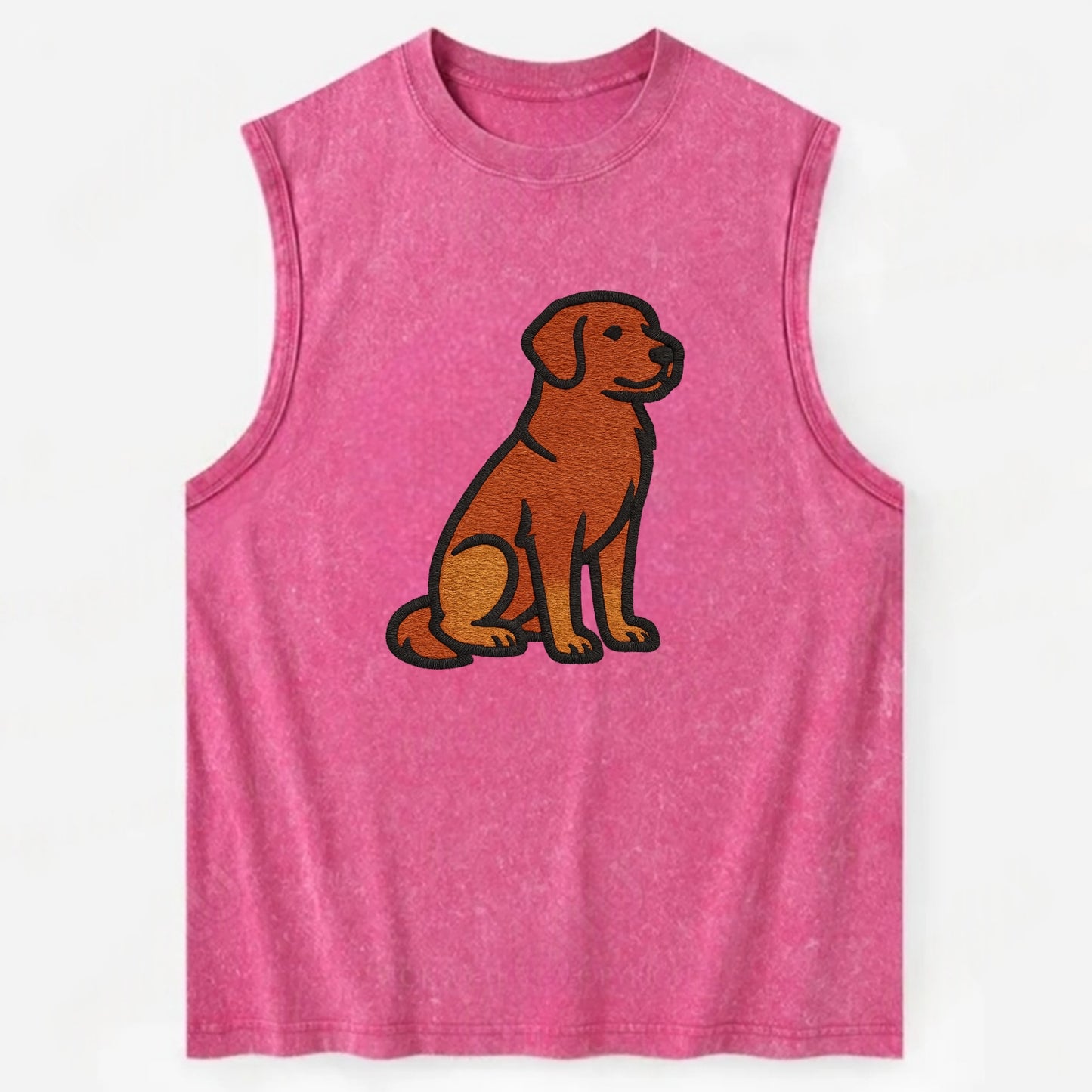 Nova Scotia Duck Tolling Retriever - Red embroidered pose - Vintage Washed Tank - Pink