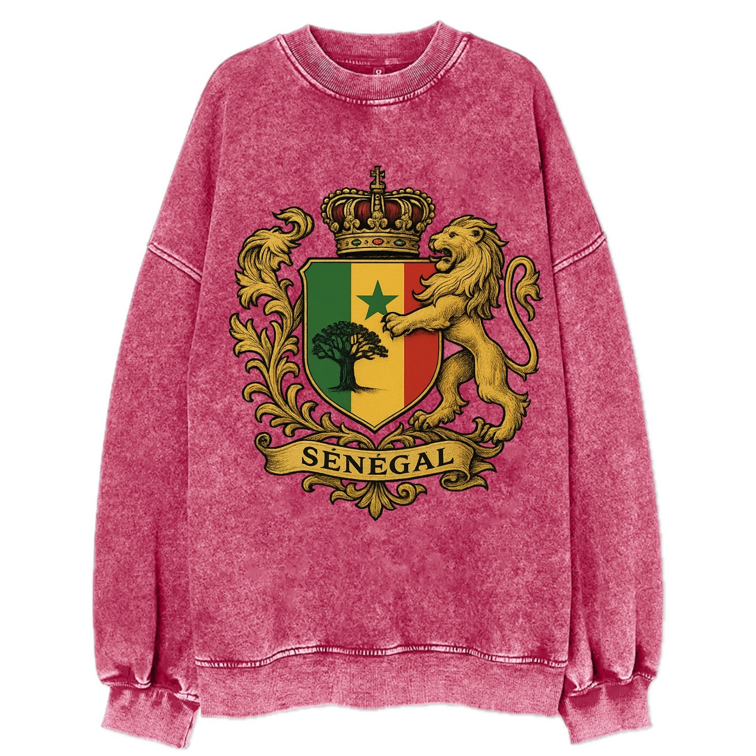 Senegal Lion Emblem  - Vintage Sweatshirt - Pink