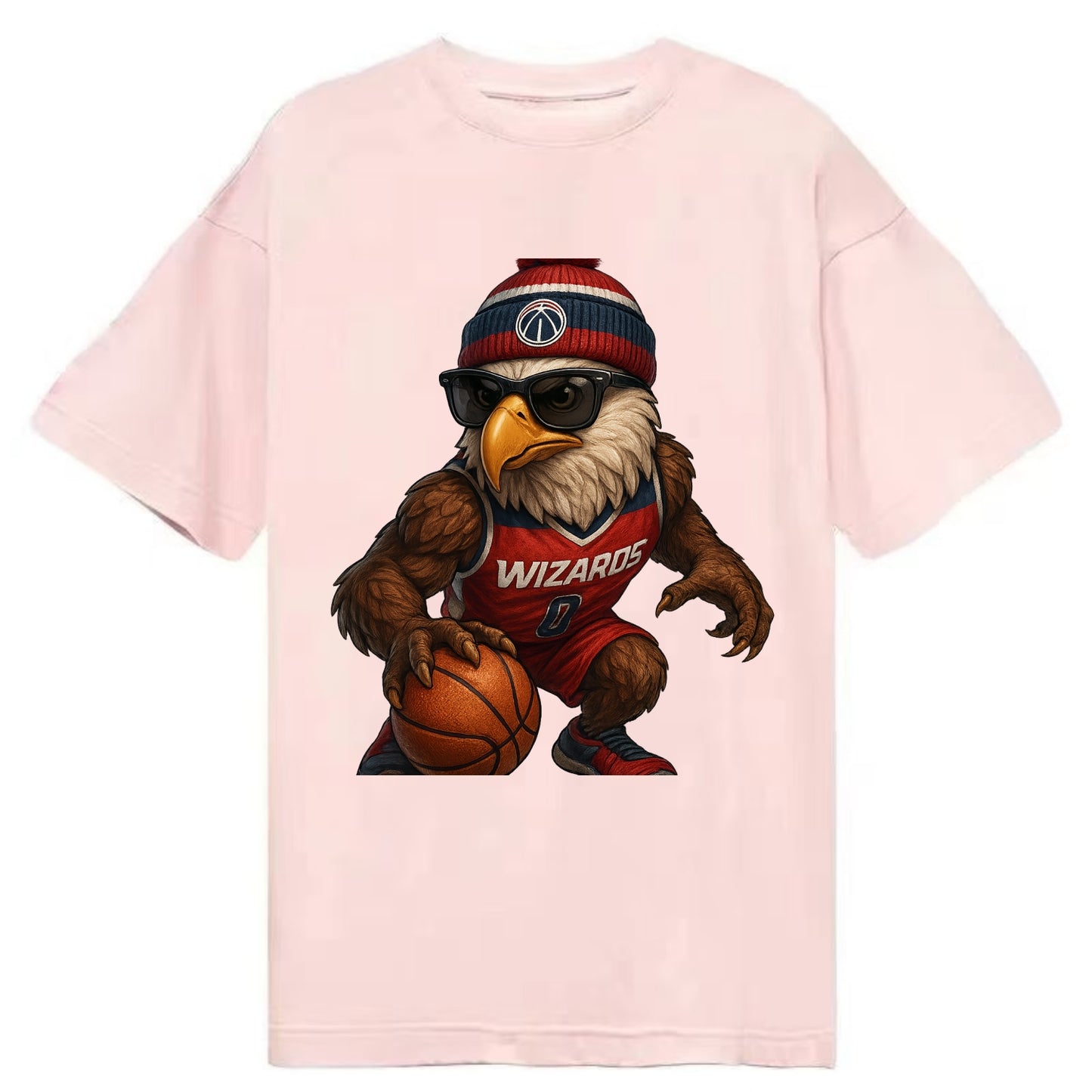DC Eagle wearing Wizards red white and blue beanie with monument patch and - Classic T-shirt - Pink