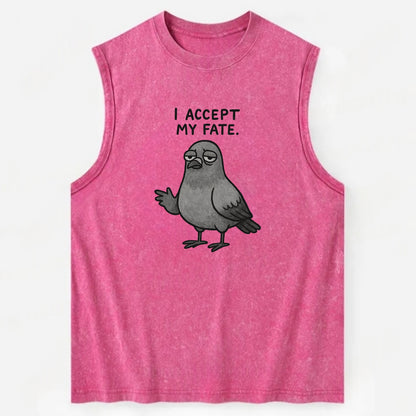 YOU MUST HONOR THE PIGEON | Grey pigeon - Vintage Washed Tank - Pink