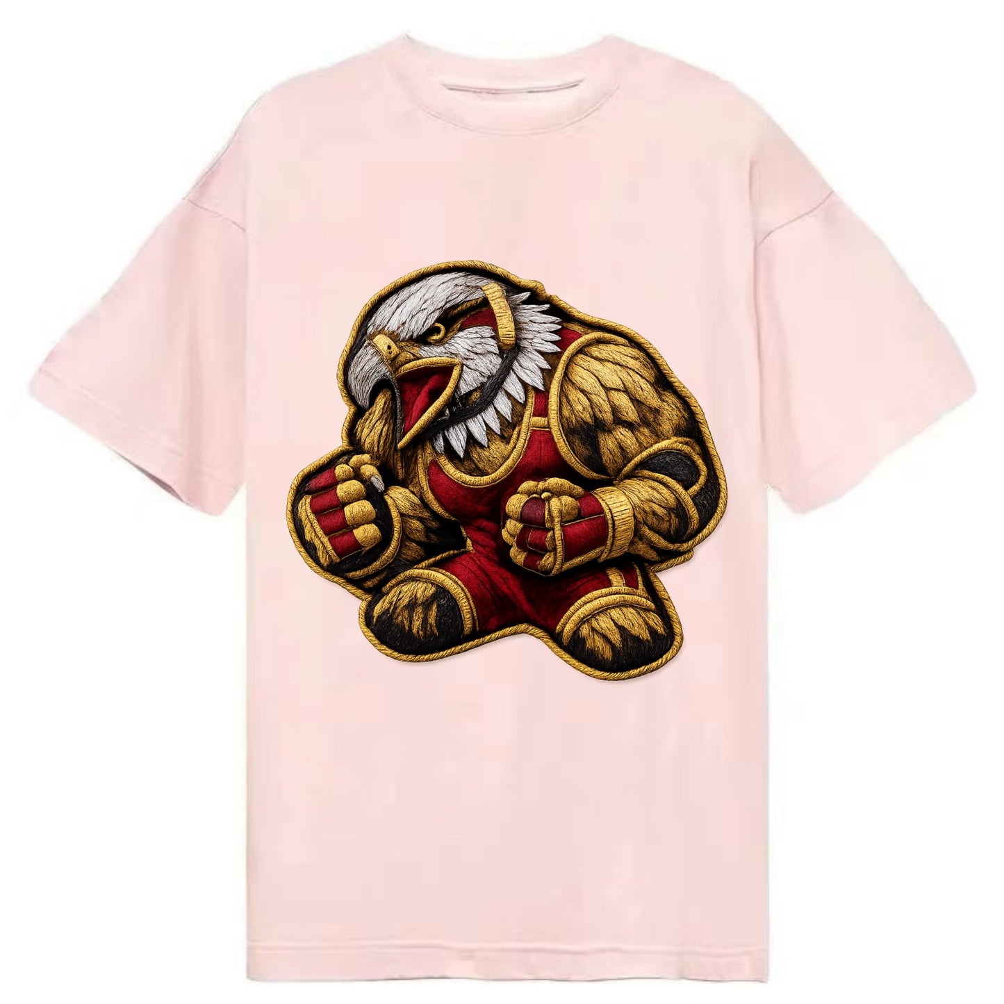 Embroidered patch design - WRESTLING EAGLE - fierce eagle with wrestling singlet - Classic T-shirt - Pink
