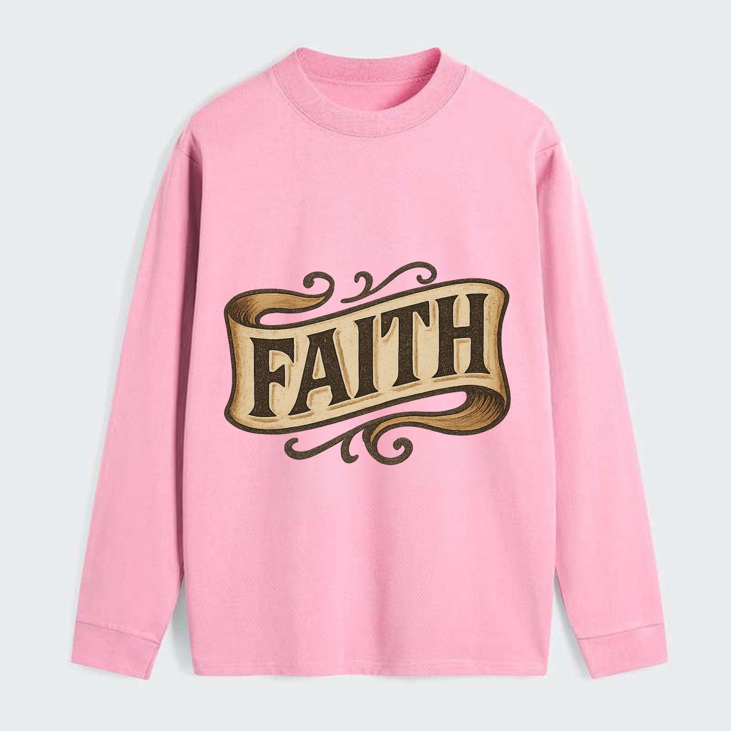 Bold typography design - "FAITH" - trust in the unseen, spiritual - Classic Long Sleeve Shirt - Pink