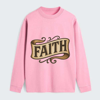Bold typography design - "FAITH" - trust in the unseen, spiritual - Classic Long Sleeve Shirt - Pink