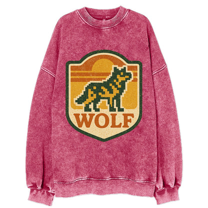 Digital Pixel Wolf  - Vintage Sweatshirt - Pink
