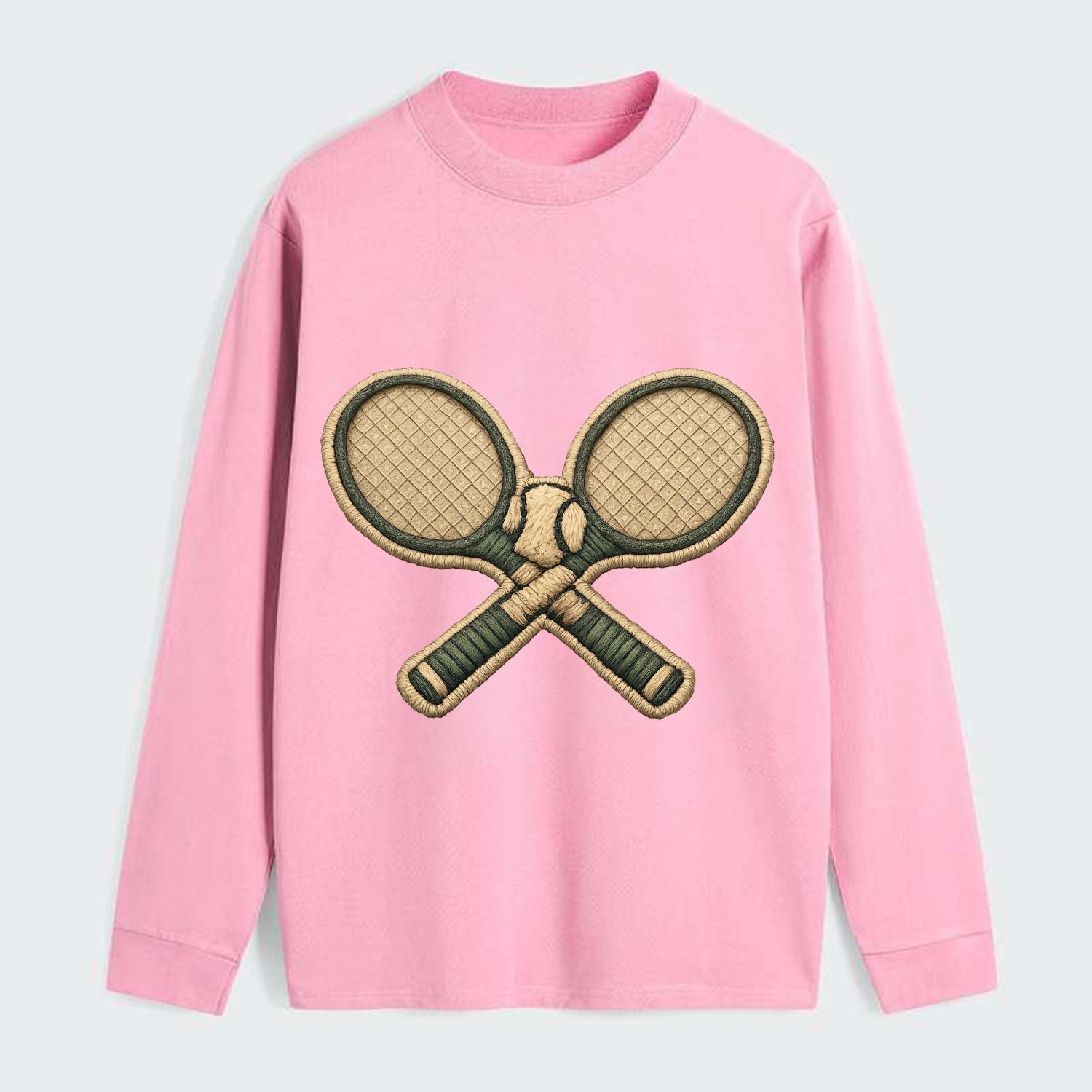 Embroidered patch design - TENNIS RACKET CROSSED - tennis rackets with - Classic Long Sleeve Shirt - Pink