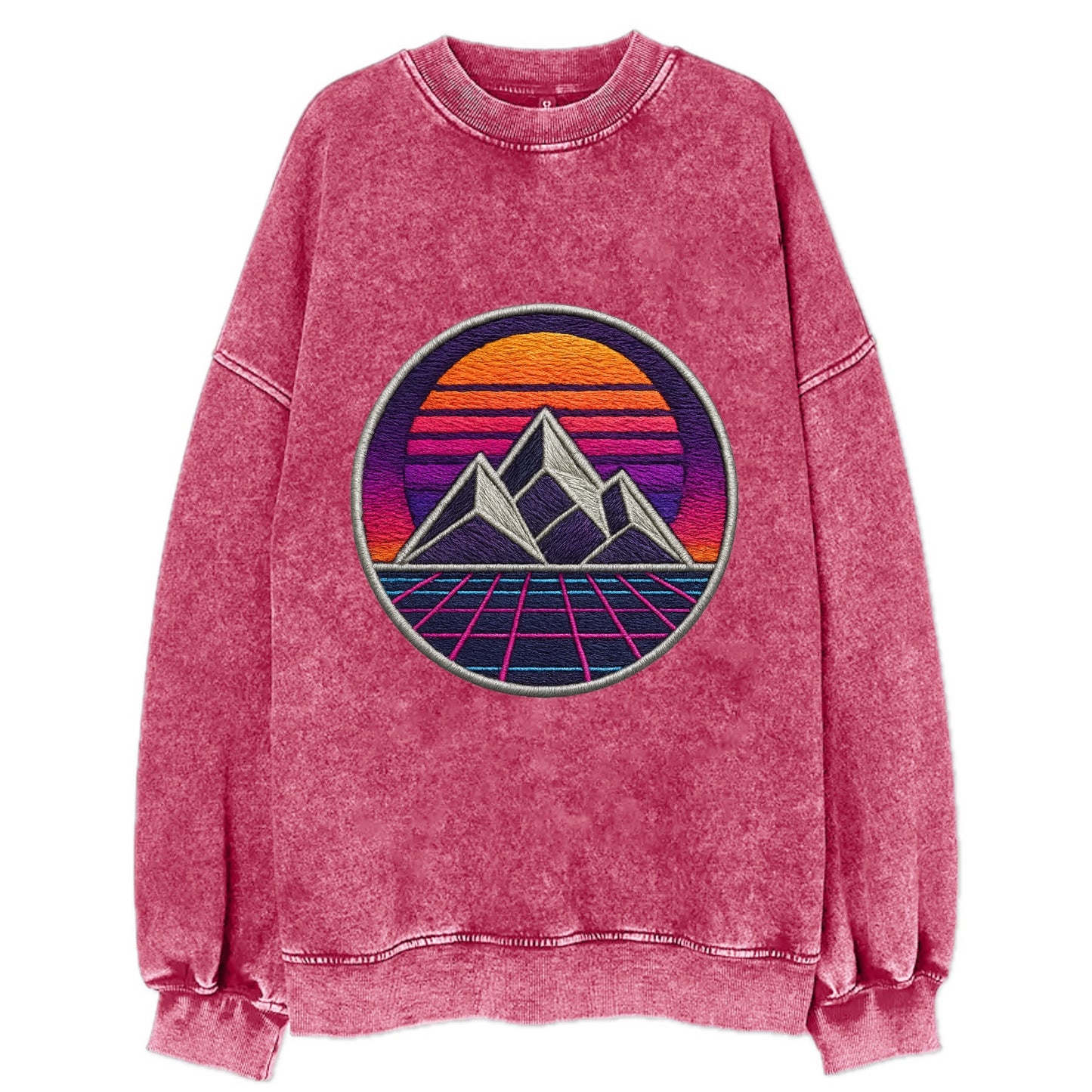 Retrowave Mountains - Vintage Sweatshirt - Pink