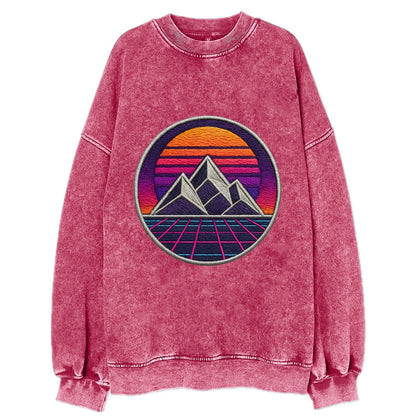 Retrowave Mountains - Vintage Sweatshirt - Pink
