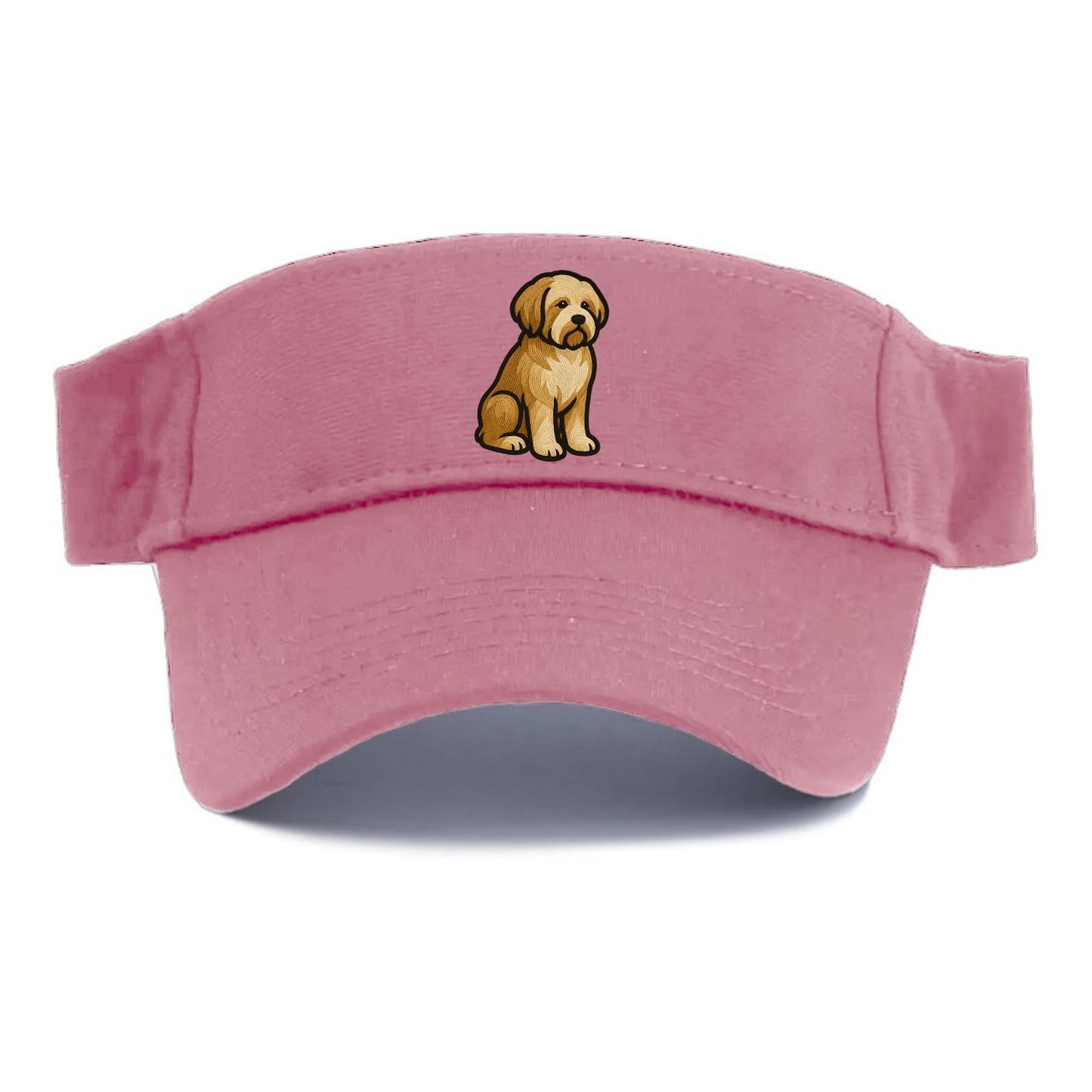 Tibetan Terrier - Gold and white embroidered sitting pose - Visor - Pink
