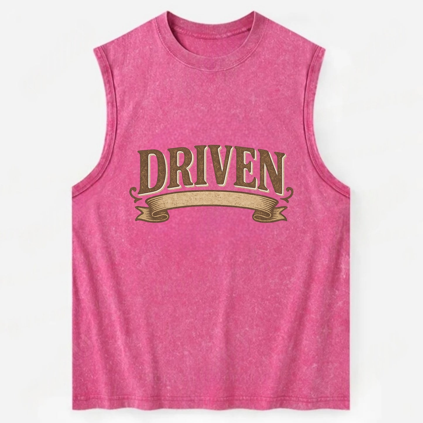 Bold typography design - "DRIVEN" - motivated, focused on goals - Vintage Washed Tank - Pink