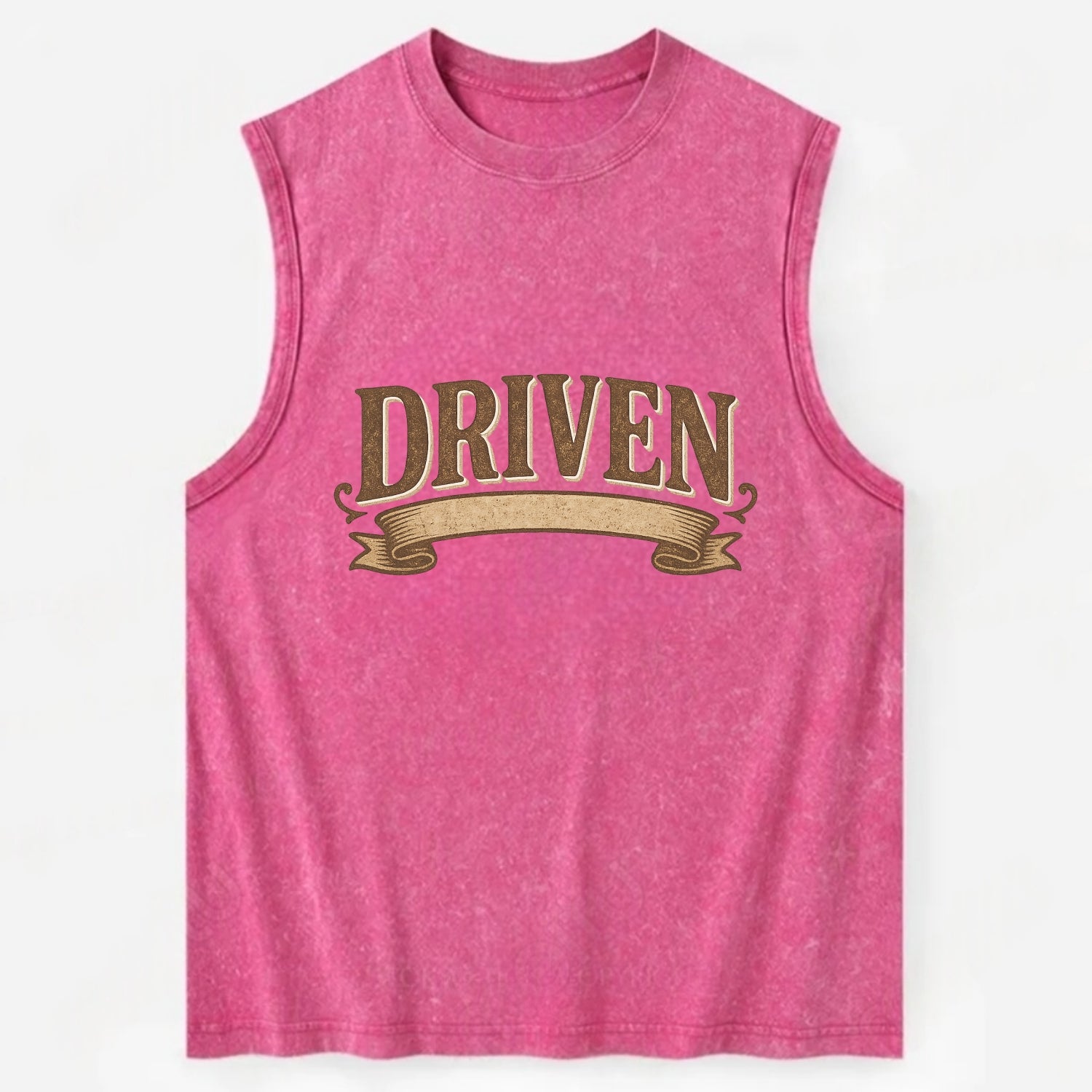 Bold typography design - "DRIVEN" - motivated, focused on goals - Vintage Washed Tank - Pink