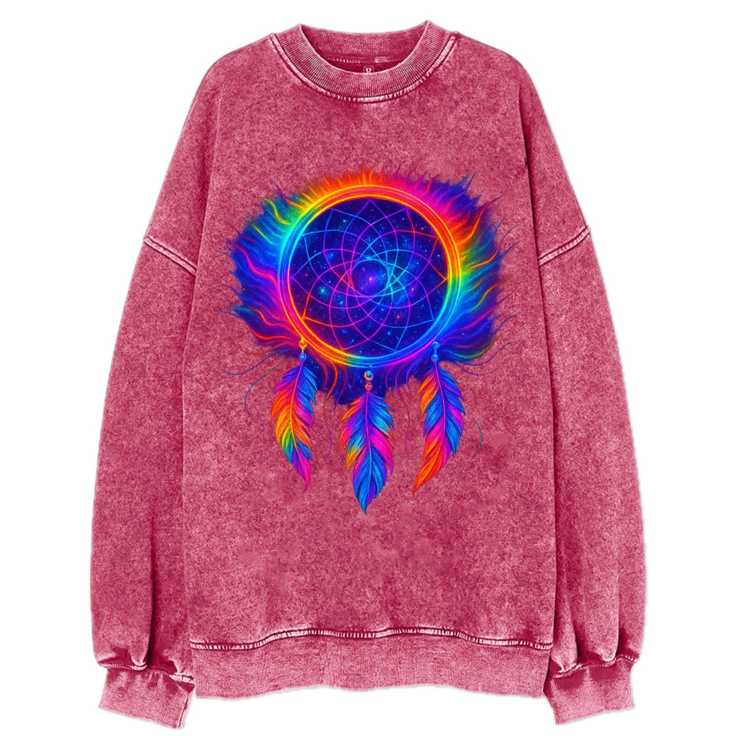 Dream Catcher Universe - Cosmic dreamcat - Vintage Sweatshirt - Pink