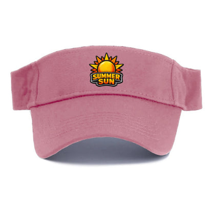 SUMMER SUN - bright sun with rays in yellow and orange , hot season - Visor - Pink