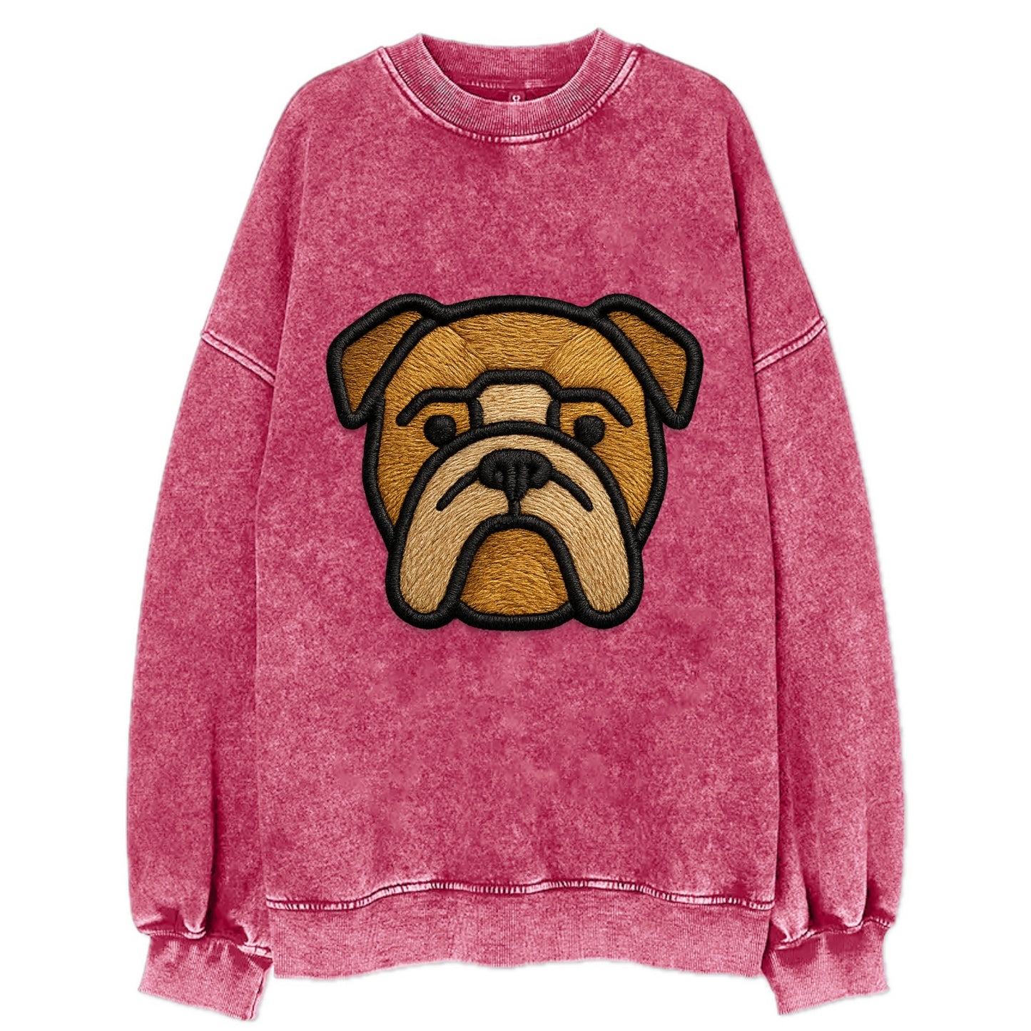 Bulldog - Minimalist geometric design wi - Vintage Sweatshirt - Pink
