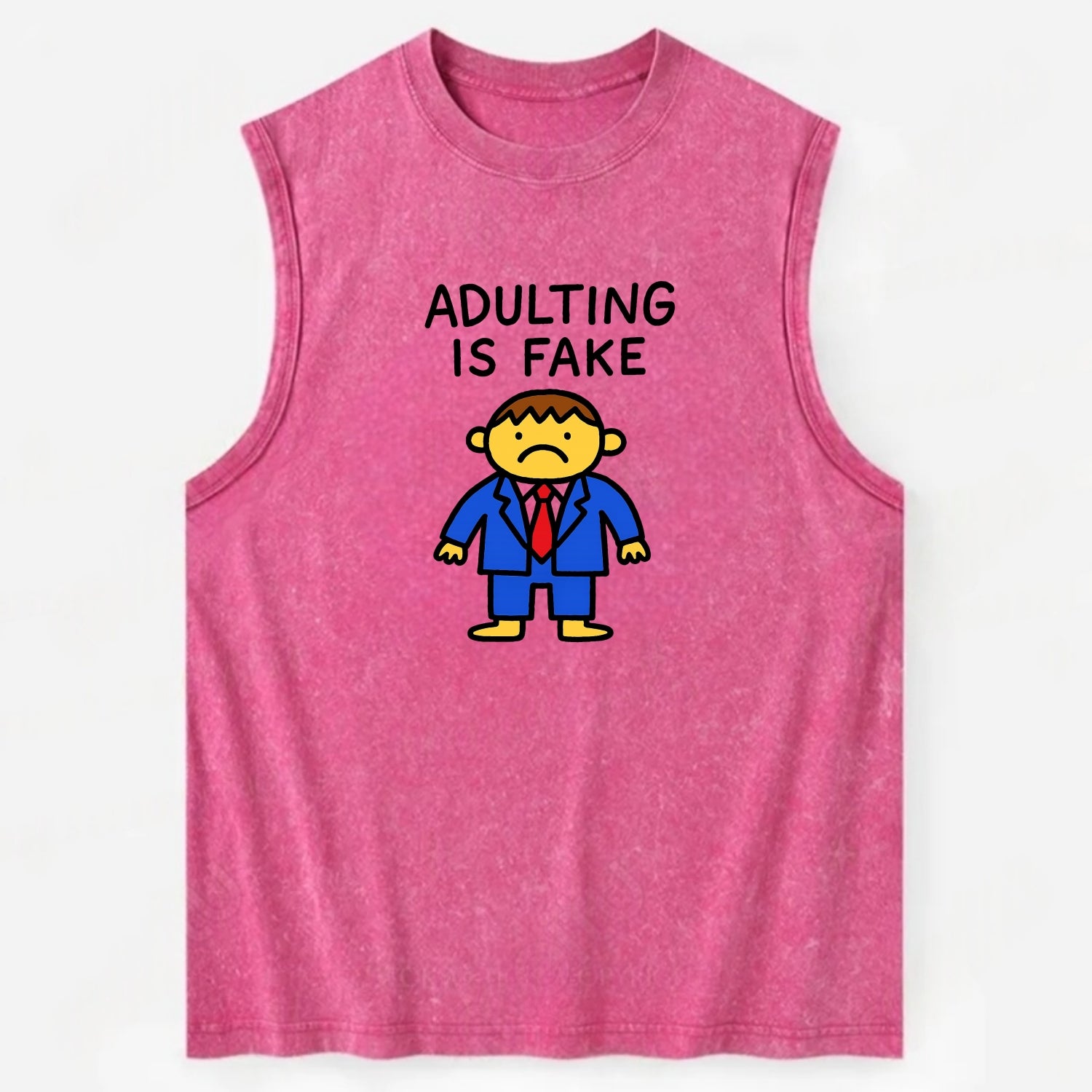 ADULTING IS FAKE | Child in suit pretending - Vintage Washed Tank - Pink