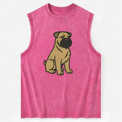 Bouvier des Flandres - Fawn rough coat embroidered design - Vintage Washed Tank - Pink