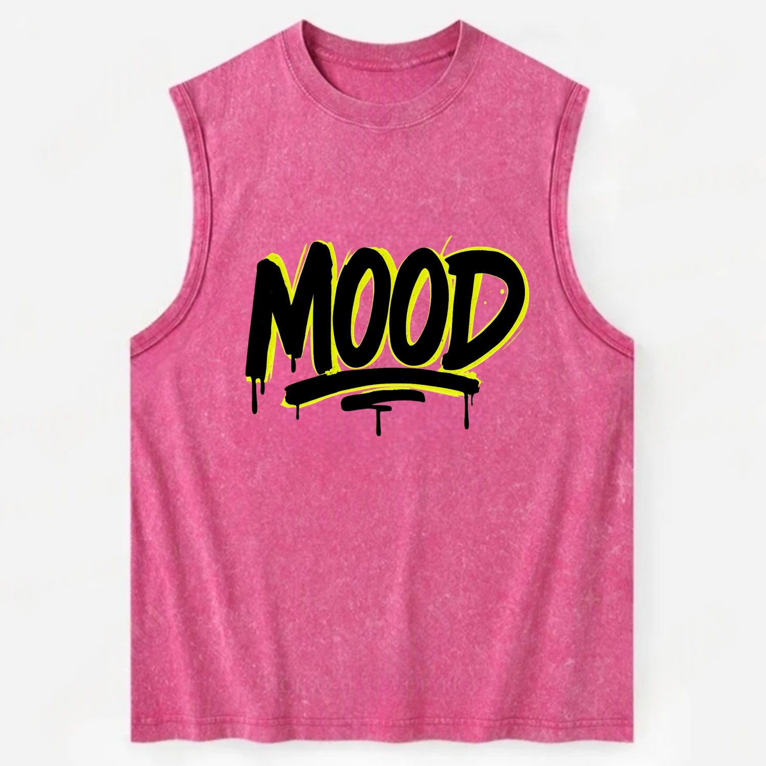 Bold typography design - "MOOD" - current state, feeling it - Vintage Washed Tank - Pink